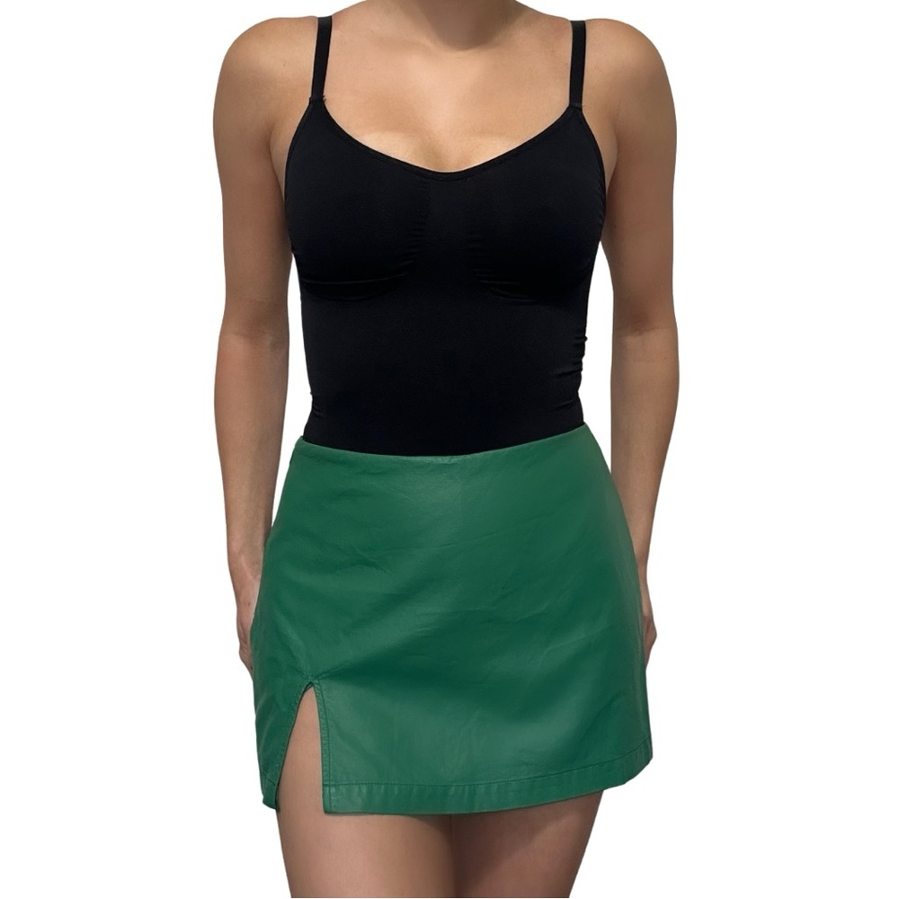 Green Leather Women's Skirt